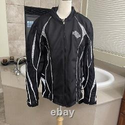 NWT HARLEY DAVIDSON Black Mesh Embroidered Reflective Motorcycle Jacket Womens