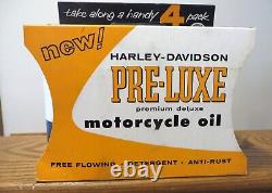 ORIGINAL 1950s HARLEY DAVIDSON PRE-LUXE MOTORCYCLE OIL 4 PACK QUART EMPTY CANS