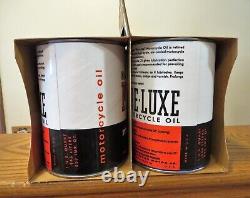 ORIGINAL 1950s HARLEY DAVIDSON PRE-LUXE MOTORCYCLE OIL 4 PACK QUART EMPTY CANS