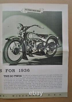Original Vintage 1936 Harley Davidson Brochure RL RLD VLD VDS VLH VHS Motorcycle