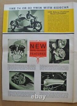 Original Vintage 1936 Harley Davidson Brochure RL RLD VLD VDS VLH VHS Motorcycle