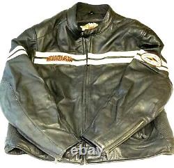 RARE MEN'S 3XL HARLEY DAVIDSON MOTORCYCLE JACKET Black Leather Full Zip XXXL