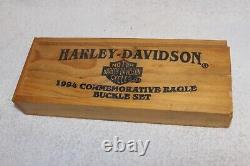 Rare Harley Davidson 1994 Commemorative Eagle Buckle Set N Boxes & Certificates