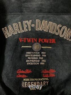 Rare Mens Harley Davidson Black Suede Motorcycle Jacket/Bomber L V-Twin Power