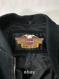 Rare Mens Harley Davidson Black Suede Motorcycle Jacket/Bomber L V-Twin Power
