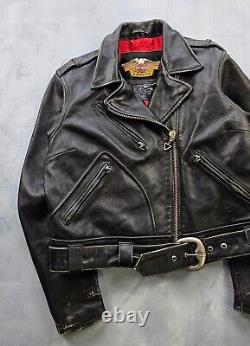 Vintage 1990s Harley-Davidson Motorcycles Black Leather Biker Jacket Women's XL