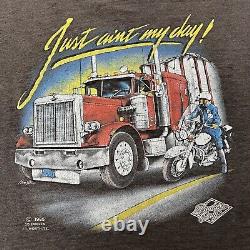 Vintage 3D Emblem Just Ain't My Day Truckers Only T Shirt Harley Davidson Sz XL