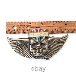 Vintage Harley Davidson 1970s Belt Buckle M. B. C. I. Skull Wings RARE