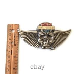 Vintage Harley Davidson 1970s Belt Buckle M. B. C. I. Skull Wings RARE