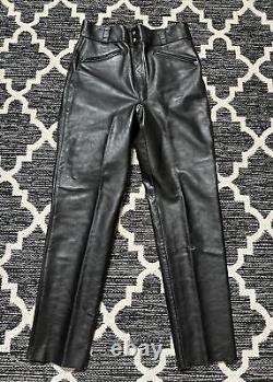 Vintage Harley Davidson Black Leather Motorcycle Riding Pants Size 34 GREAT COND