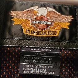 Vintage Harley Davidson Motorcycle Heavy Leather black biker Jacket Rare XL