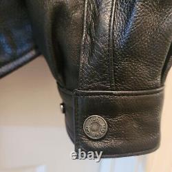 Vintage Harley Davidson Motorcycle Heavy Leather black biker Jacket Rare XL