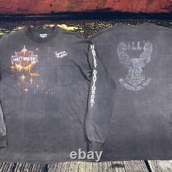Vtg Harley Davidson Shirt XL Killer Sun Faded LS Pocket Tee Motorcycle 80s USA