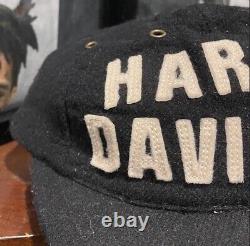 Vtg Rare 70s Harley Davidson Motorcycle Racing Font Wool Buckle Snapback Hat