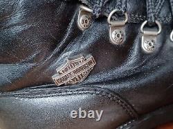 Women's SIZE 10 HARLEY DAVIDSON Leather Lace-up Chunky Lug Sole MOTORCYCLE BOOTS